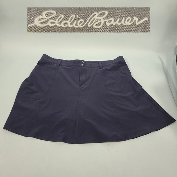 Eddie Bauer Flared Skort Skirt Women's Size 12 Navy Blue Pockets - Picture 1 of 11